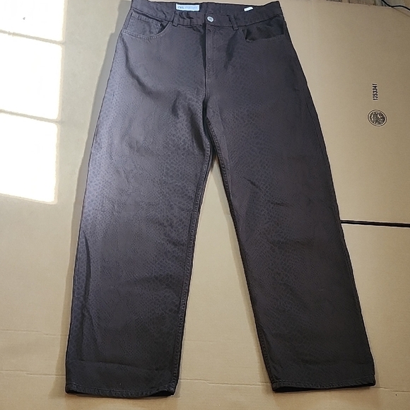 Zara Textured Brown Trousers - Picture 1 of 12